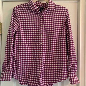 Lands End Purple/Plum checked long sleeve button up flannel shirt 8P
